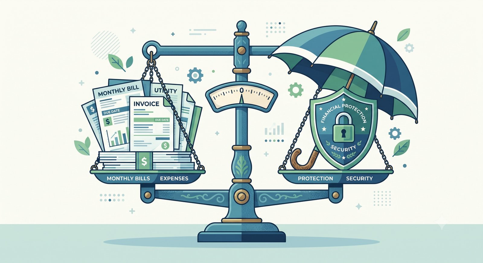 Illustration representing mathematical expense weighting and balance