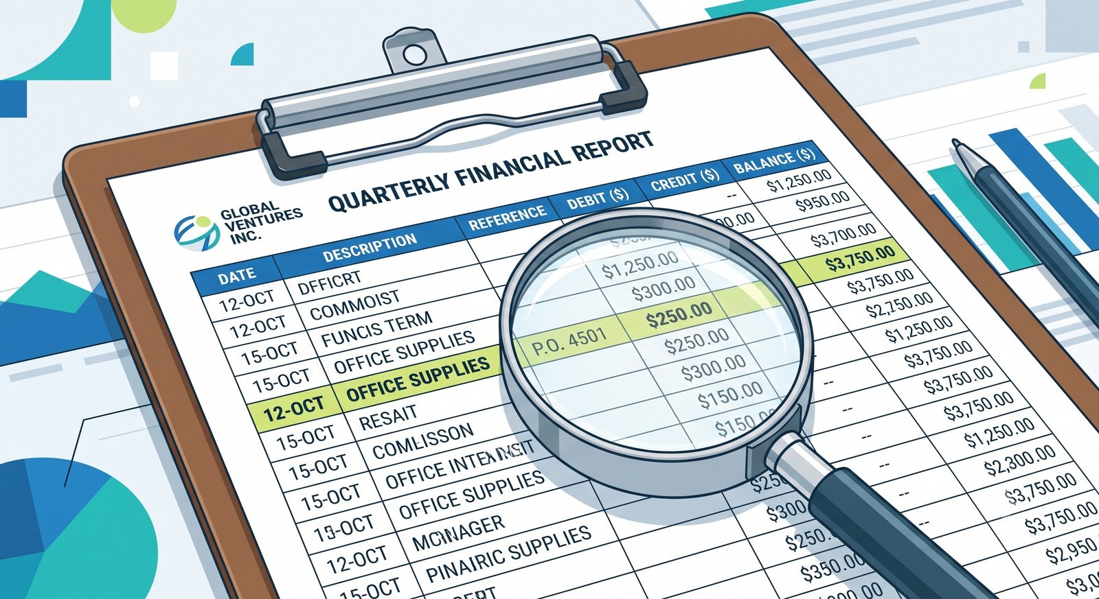 Financial ledger and valuation tools under a magnifying glass