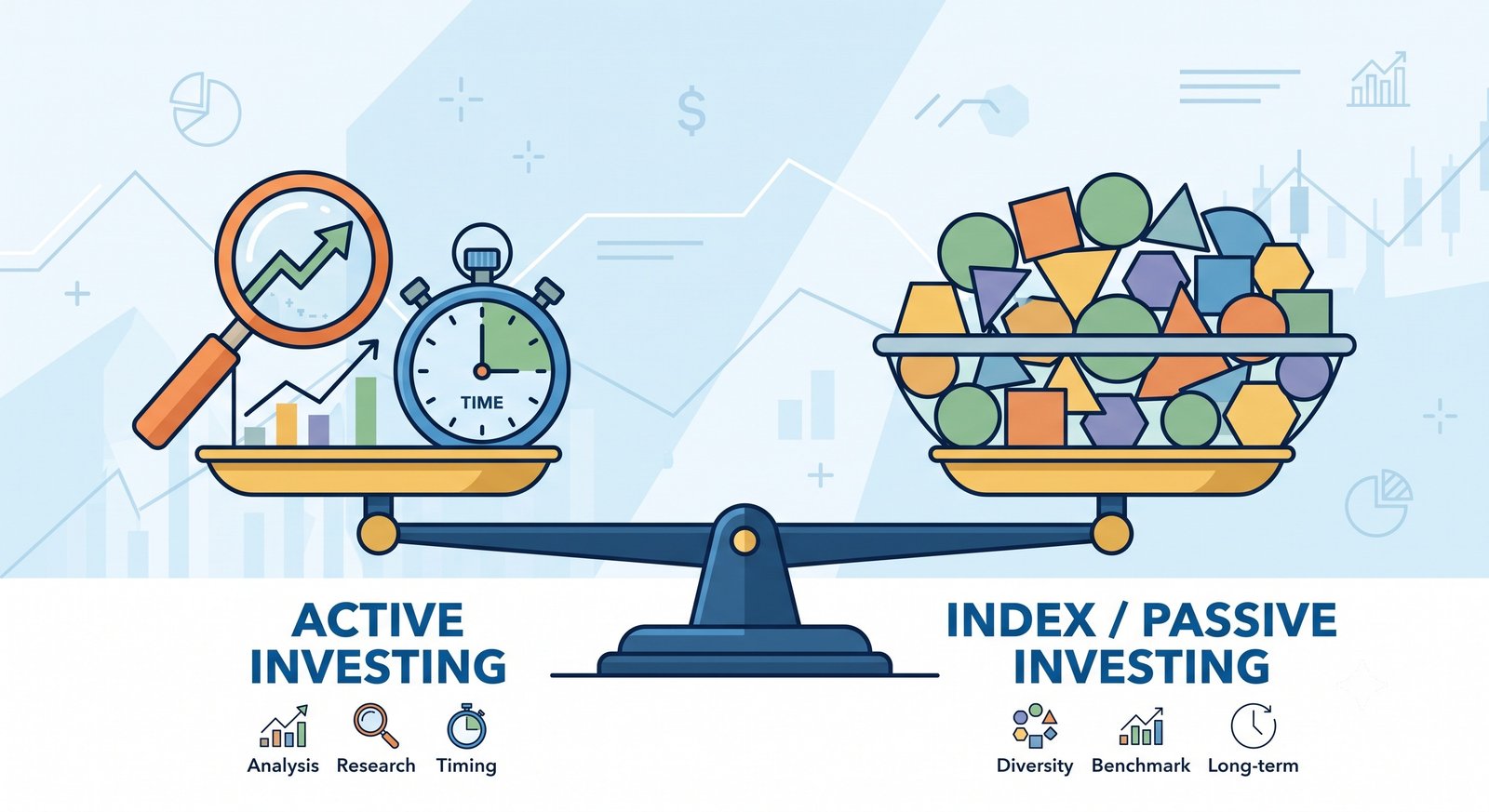 Scale balancing active management tools against a passive index basket