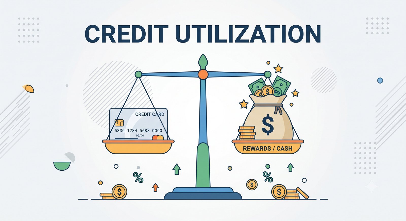 Credit Utilization Optimization showing a scale balancing debt and limits