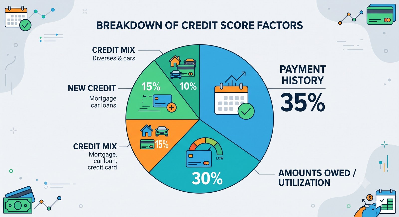 Pie Chart Breakdown of Credit Score Weights