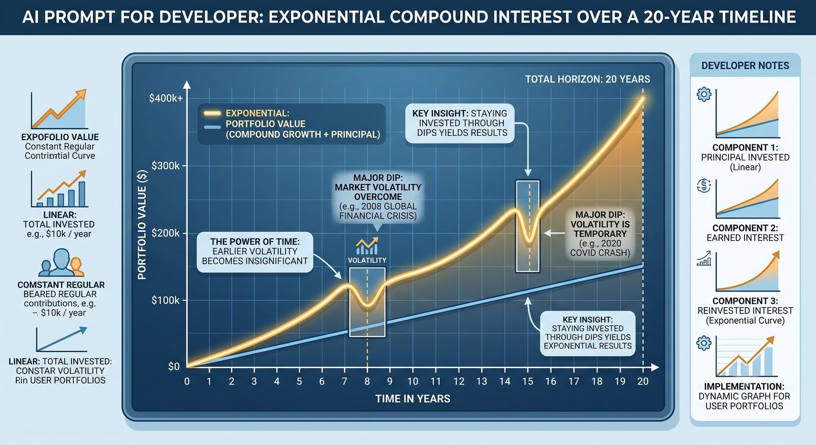 Graph showing compound growth in an equity mutual fund