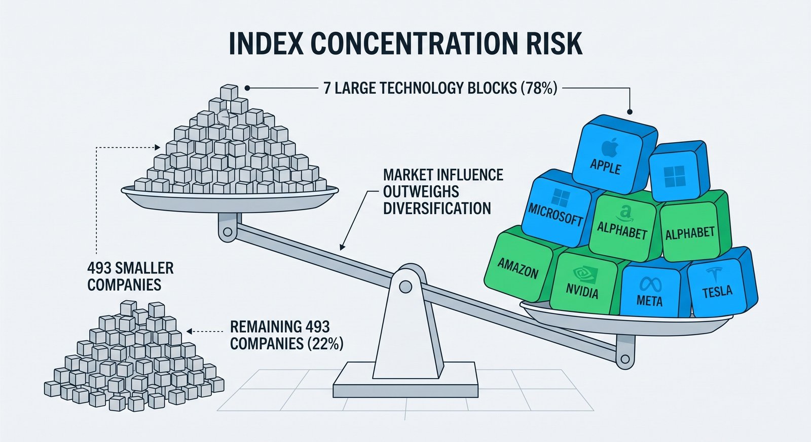 Visual representation of market cap concentration in major indices