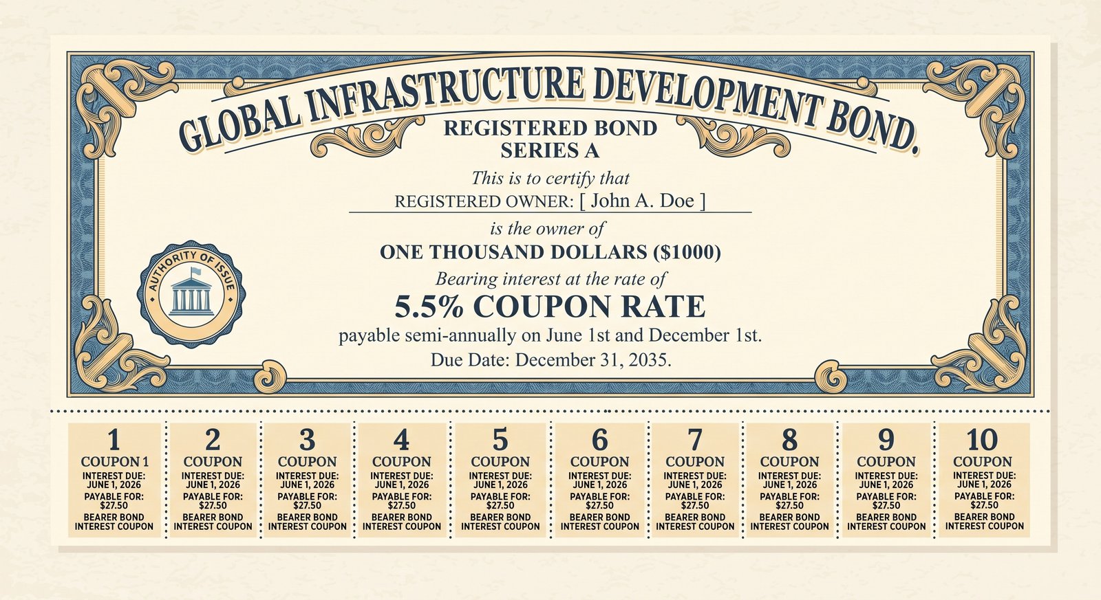 Traditional Bond Certificate with Coupons
