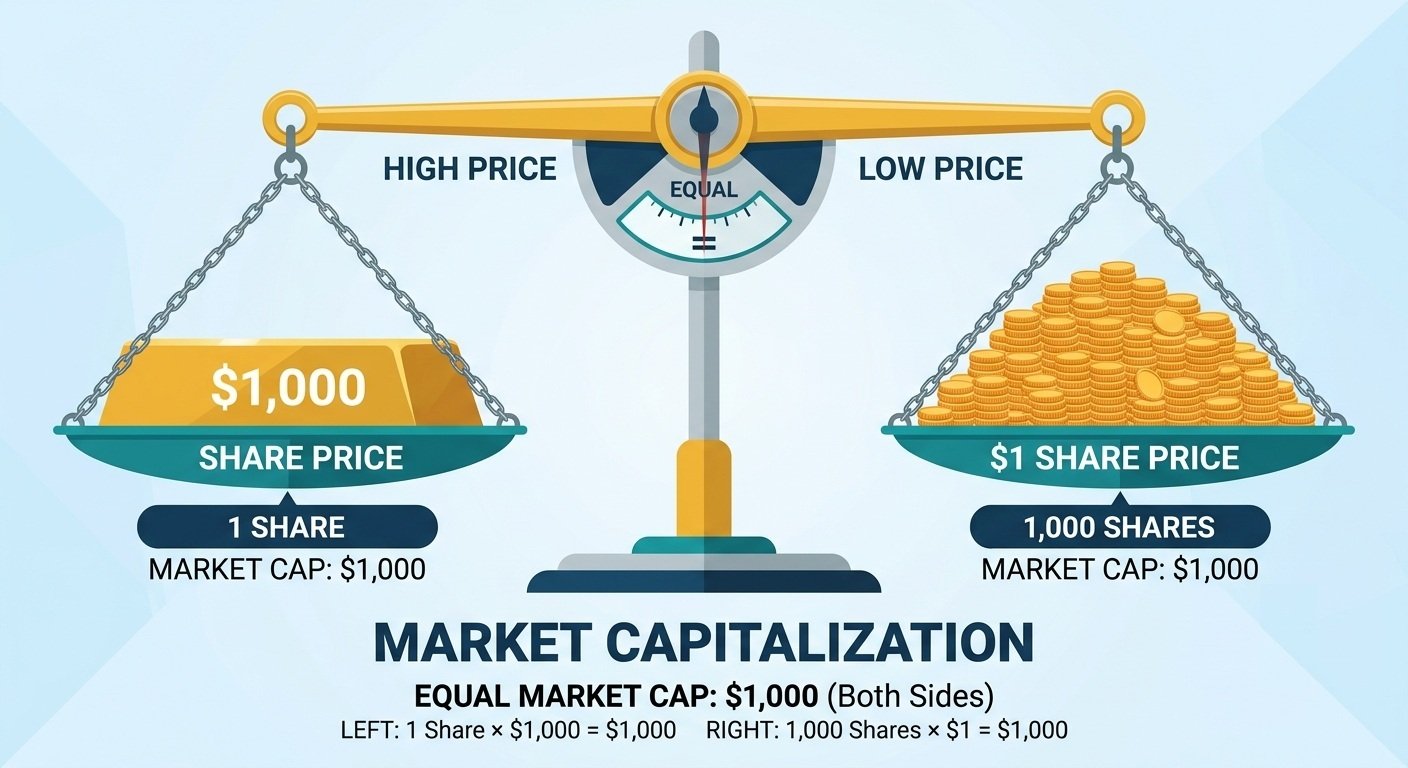 Stock Price vs Market Cap Concept