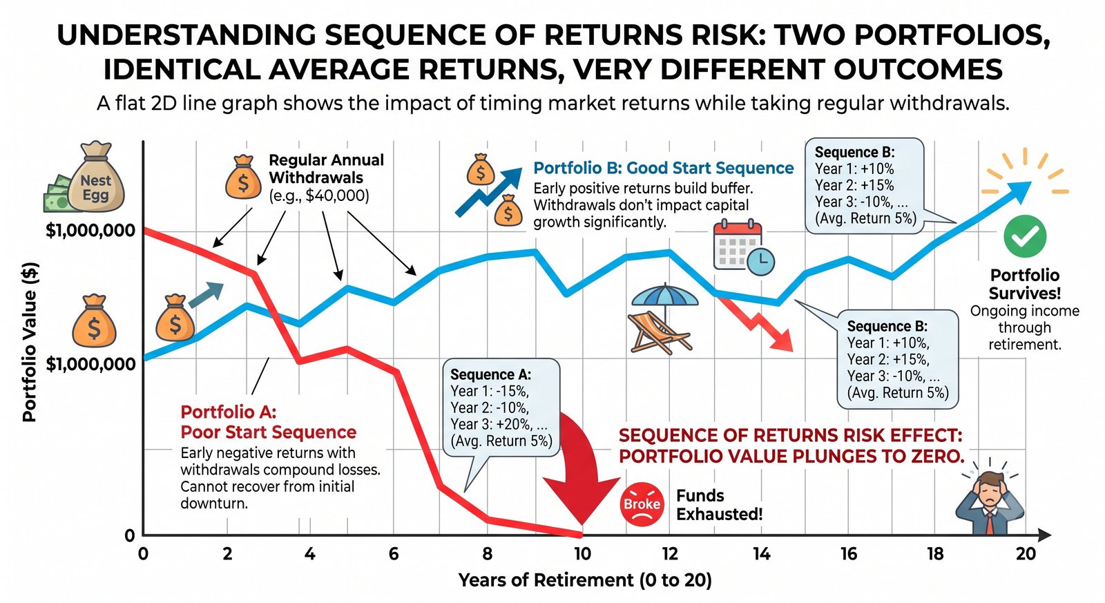 Graph illustrating Sequence of Returns Risk