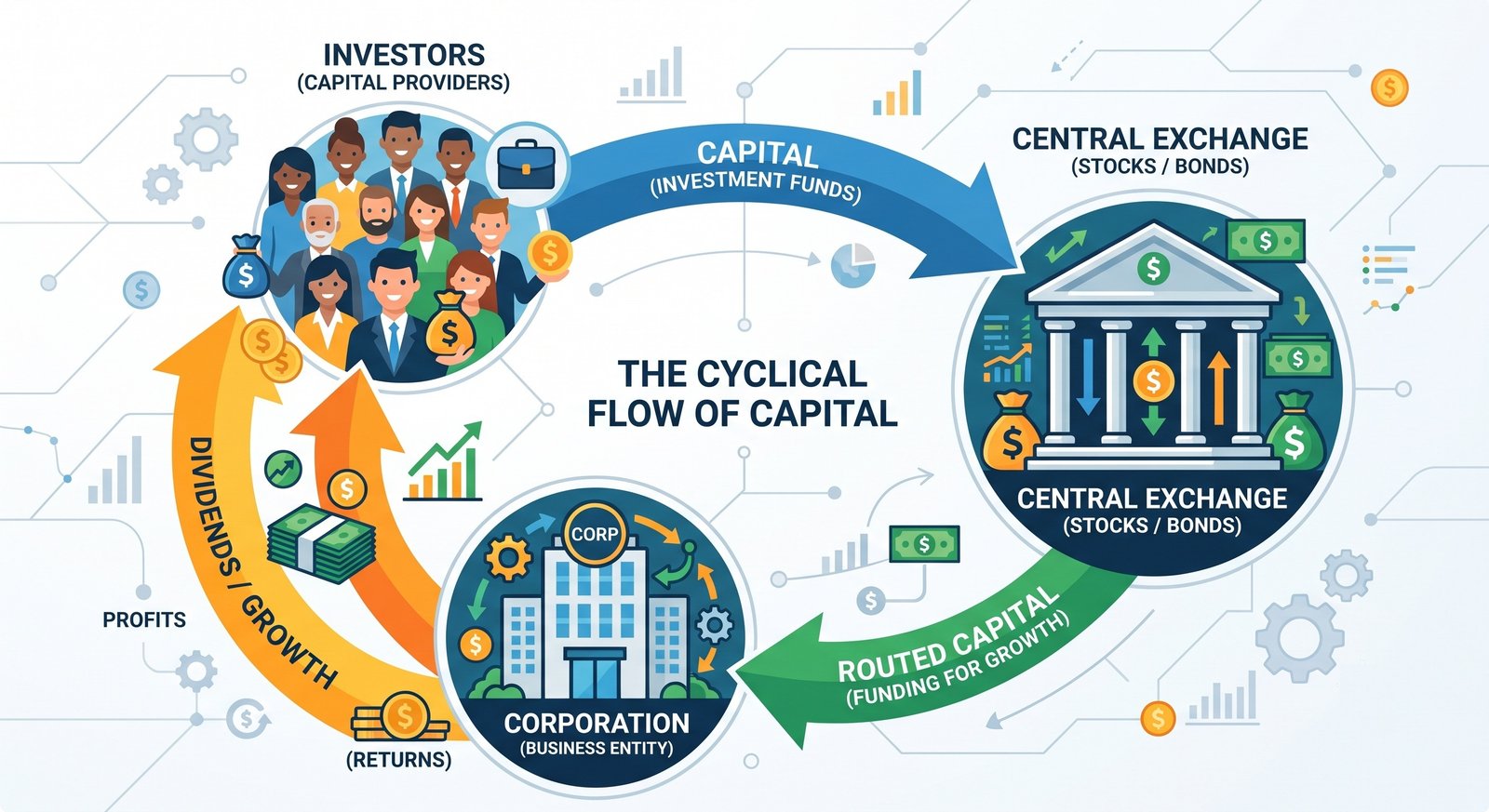 The cyclical flow of capital in the stock market