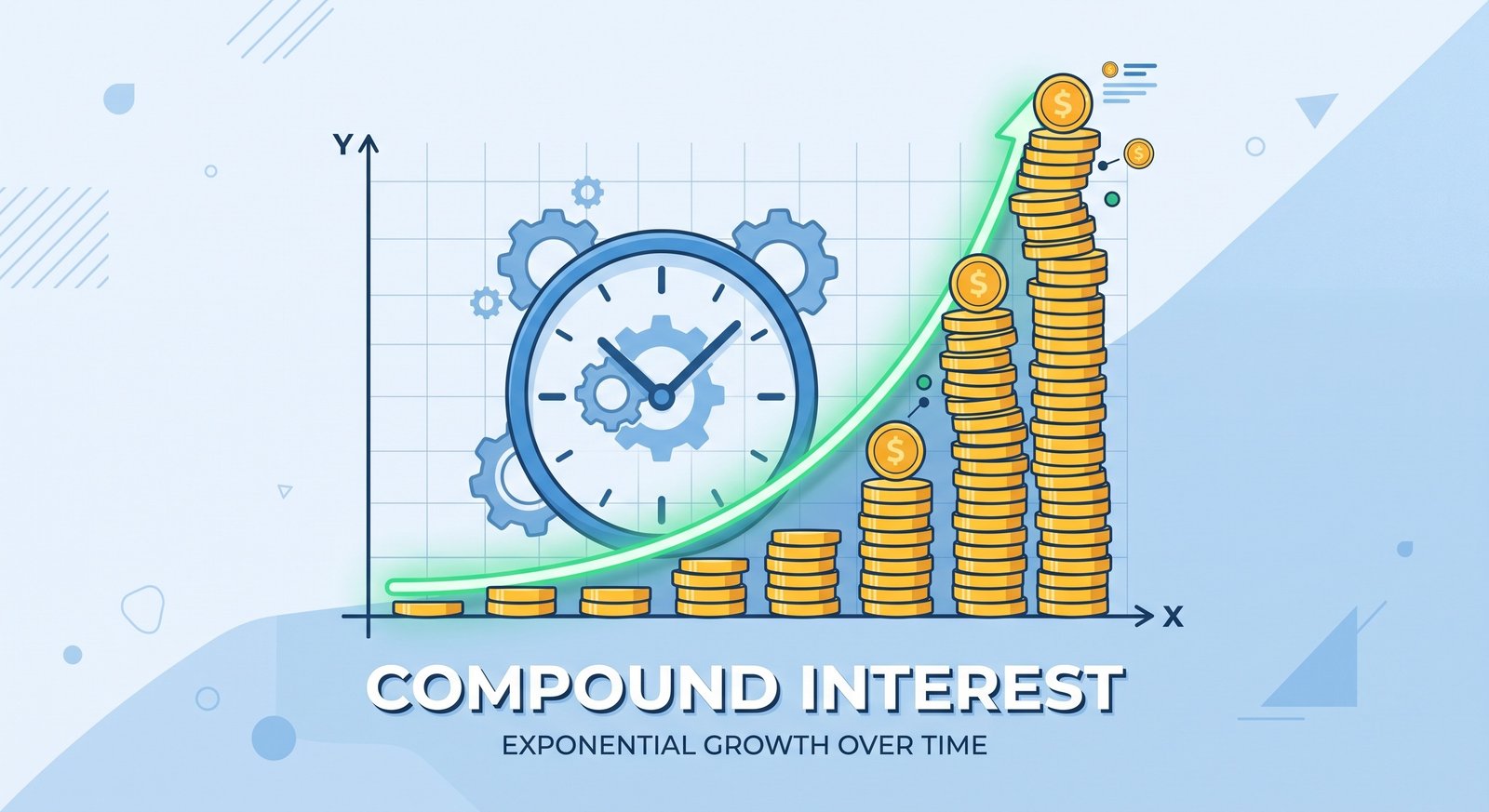 Exponential growth curve representing compound interest