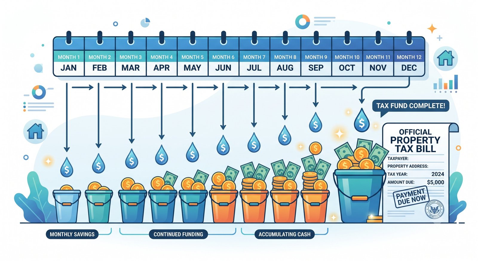Graphic illustrating the accumulation of a sinking fund over time