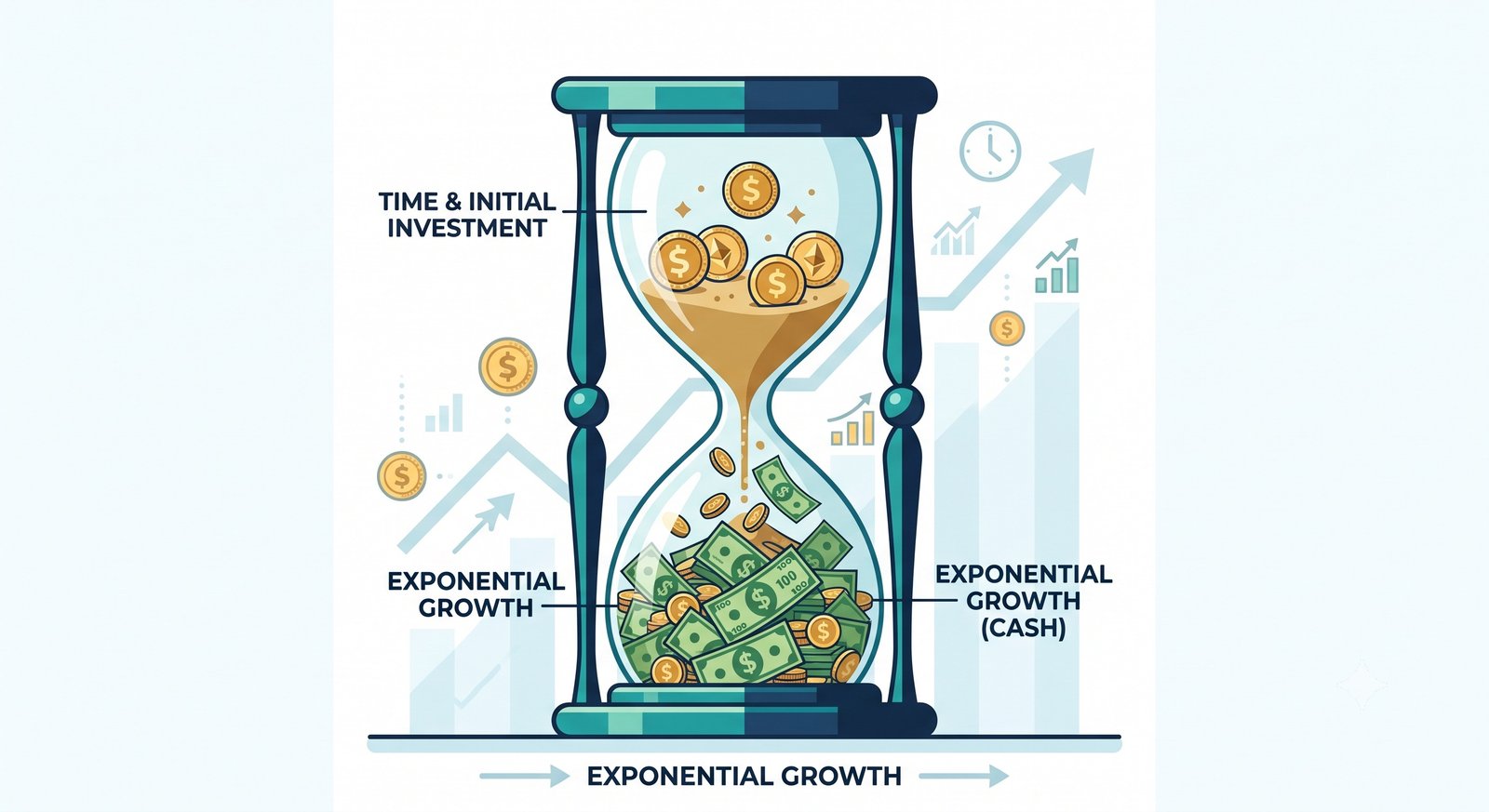 Conceptual illustration of Time Value of Money using an hourglass