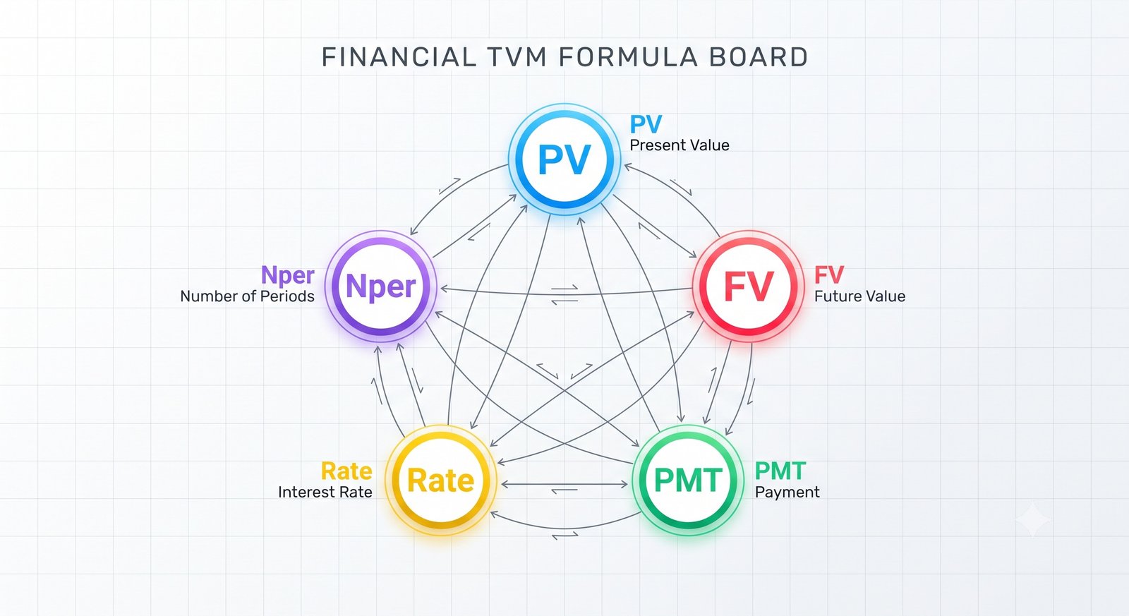 The five core variables of the Time Value of Money equation
