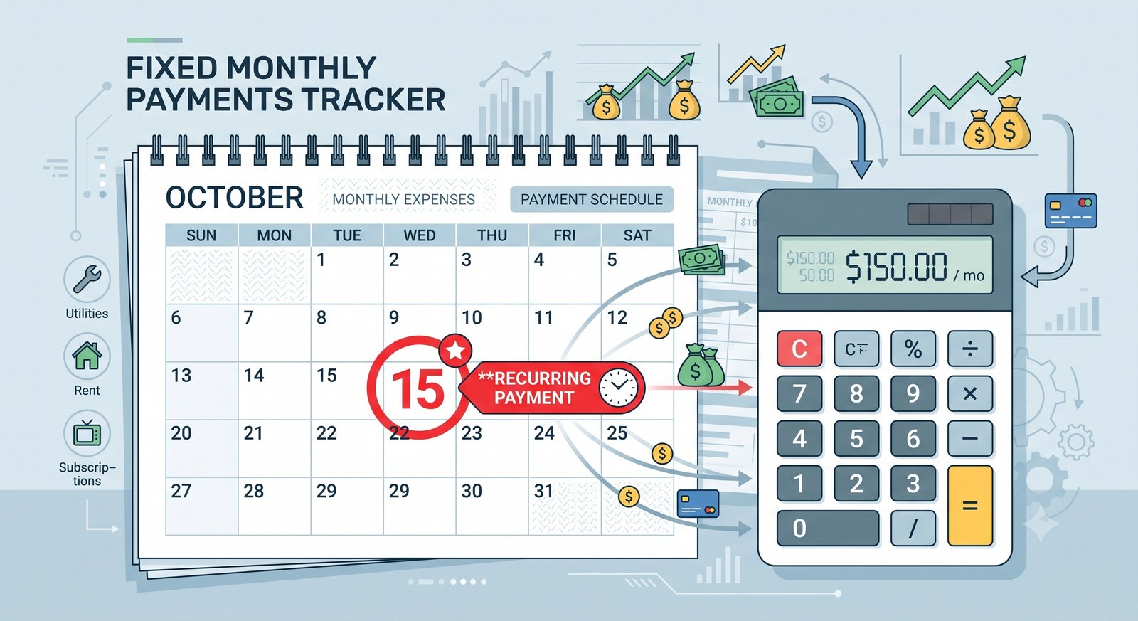 Conceptual graphic of an EMI Calendar with a calculator